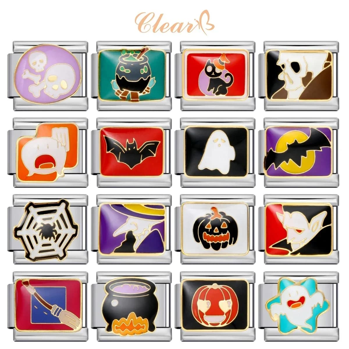 9mm larghezza originale Halloween Bat Candy Pumpkin Vampire Italian Charm Links bracciale gioielli di moda in acciaio inossidabile fai da te