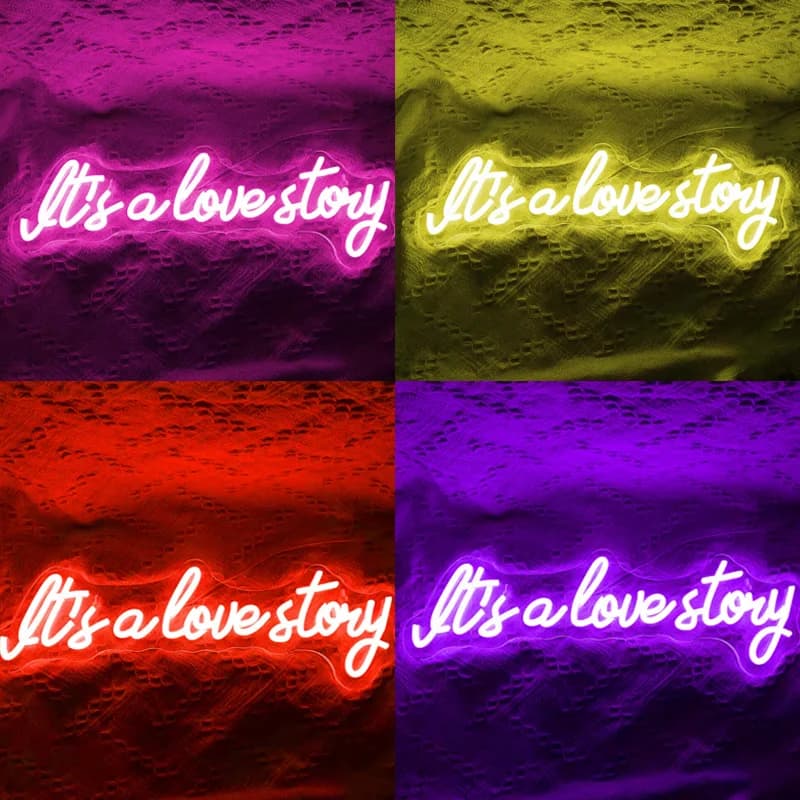 È una storia d'amore Insegne al neon per decorazioni murali Hotle Decorazione di fidanzamento per matrimoni Festa di compleanno Regalo di San Valentino LED al neon