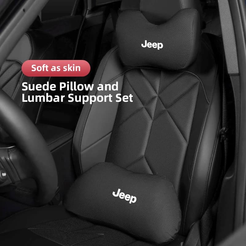 Cuscino in pelle per poggiatesta e supporto lombare per auto, morbido, per Jeep Renegade Wagoneer Avenger Recon Wrangler JK