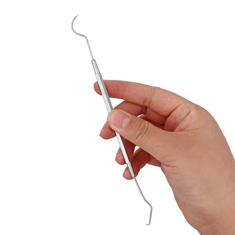 1 set di pinzette dentali in tre pezzi, specchio intraorale, uncino, strumento per la pulizia dei denti, set portatile in acciaio inossidabile