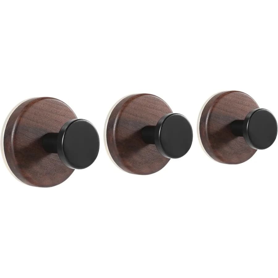 Ganci a ventosa in noce Impermeabili senza trapano Ganci da parete in legno riutilizzabili rimovibili per piastrelle da cucina in vetro e porte uniche