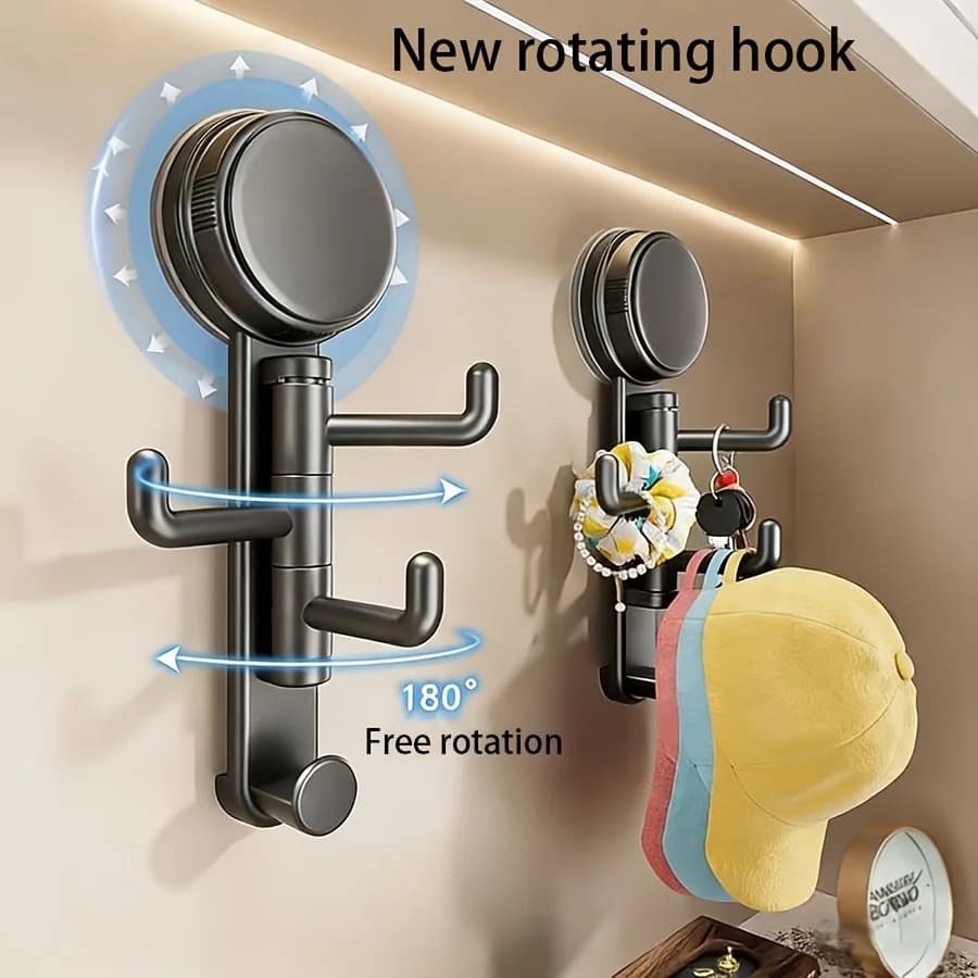Gancio a ventosa per bagno, senza foratura, per ingresso/corridoio, grigio, facile installazione, blocco a pulsante, forte aspirazione