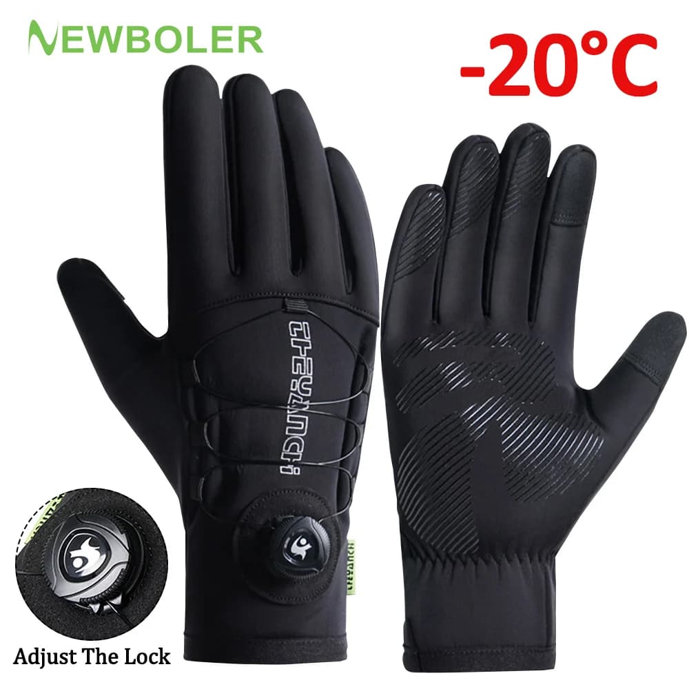 Guanti da ciclismo invernali da uomo NEWBOLER con touchscreen, regolabili, antivento e impermeabili, per moto e sci all'aperto