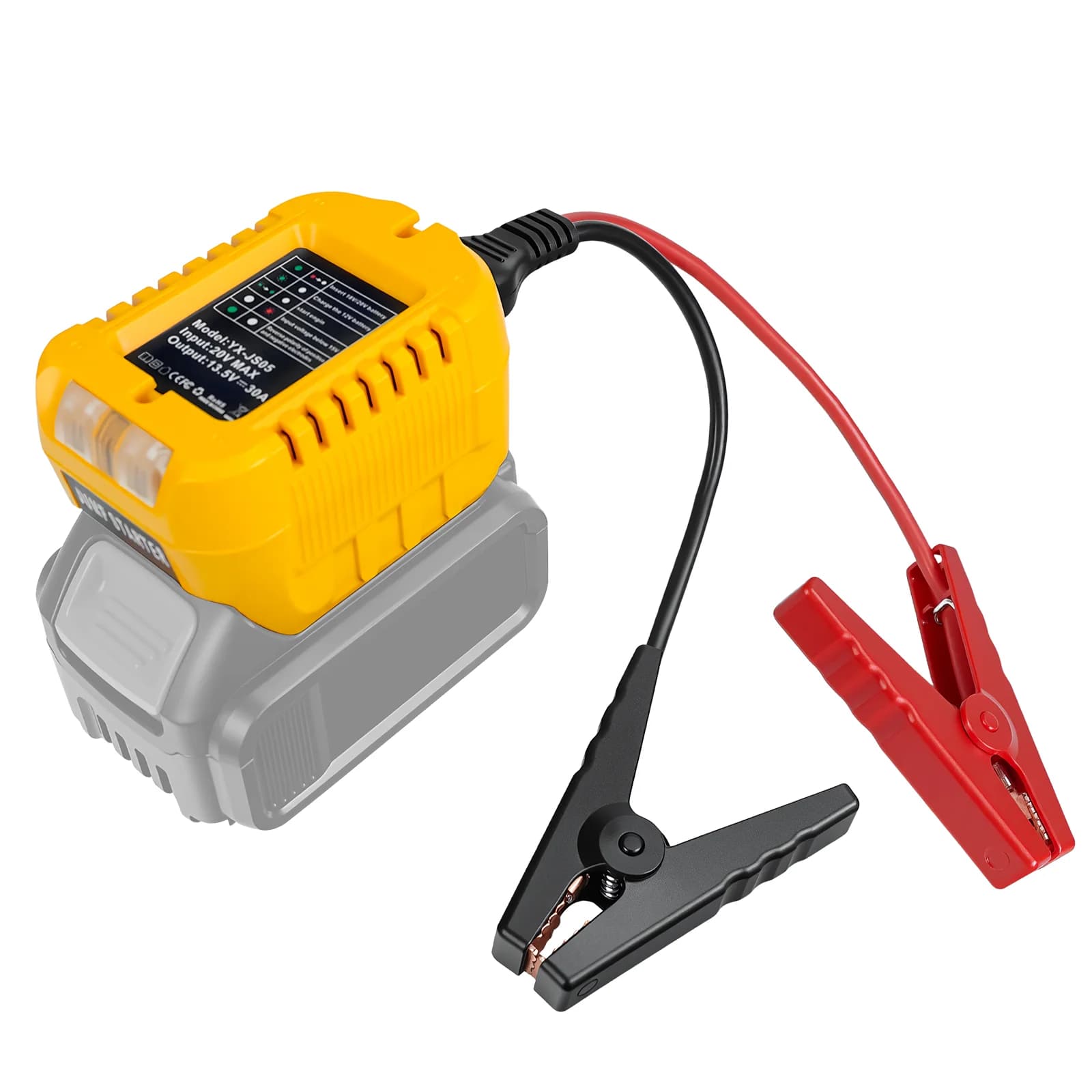 Cavi avviamento di emergenza Morsetti avviamento ponticello filo 10AWG Cavo booster automobilistico Linea di utensili elettrici per batteria Dewalt 20V (senza batteria)