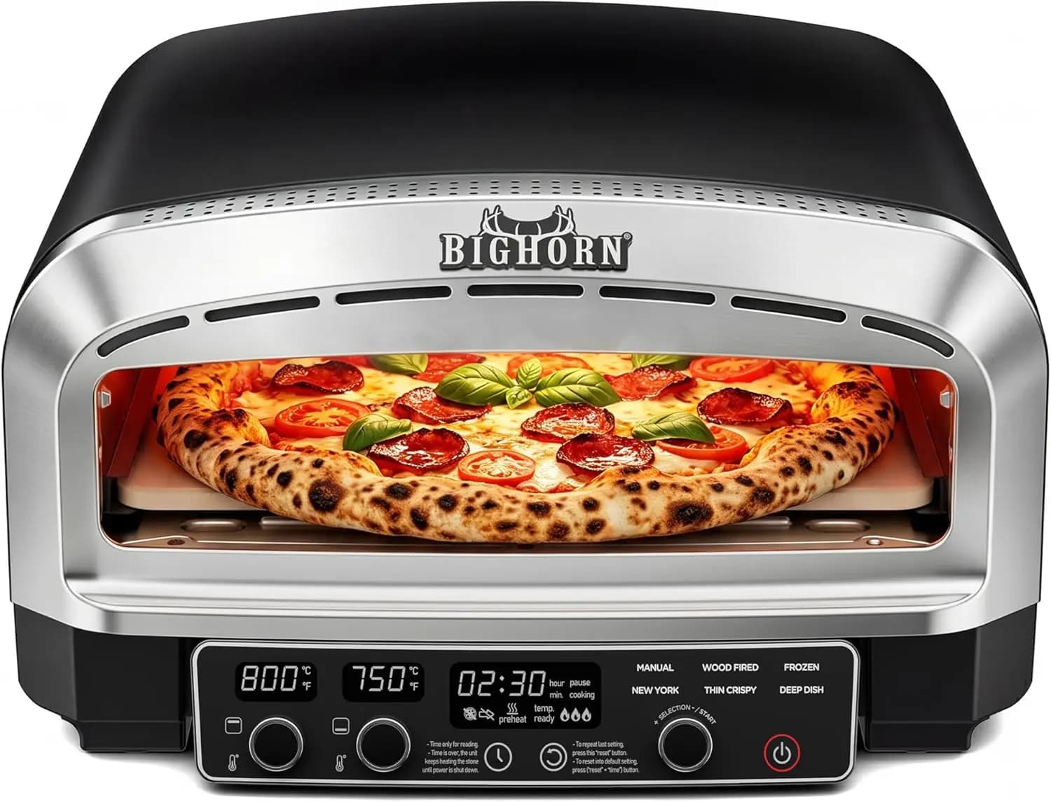 Electric Countertop Pizza Oven, 14-Inch Indoor, Reaches 850°F for Restaurant-Quality Artisan Pizzas, Includes Pizza Stone and Pi