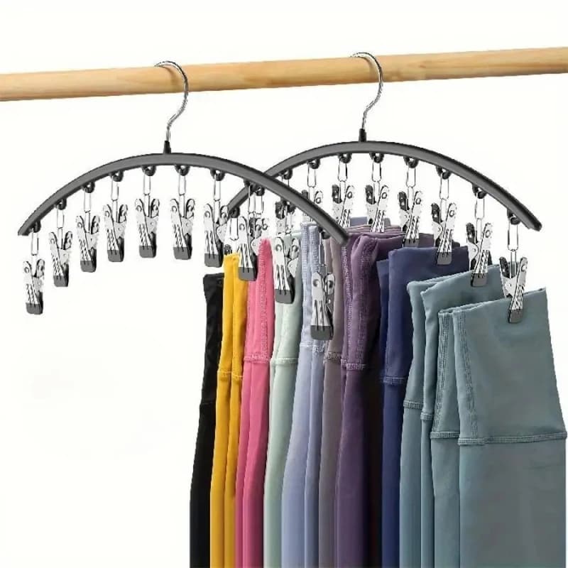 Metal Pants Hanger W/10 Clips Hold 10 Leggings,Hangers Space Saving Hanging Closet Organizer for Closet Organizers,Drying Racks