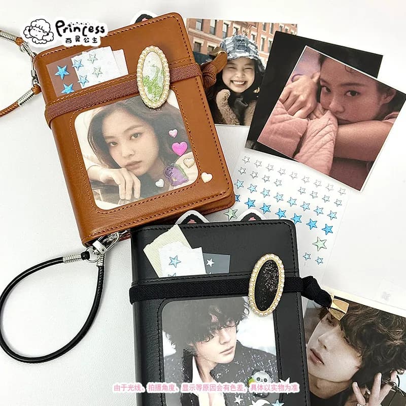 M5 A7 PU Leather Binder Notebook Cover – Itasha Window for Photo/Badge Display, Soft Touch Handfeel, Loose Leaf Journal Shell