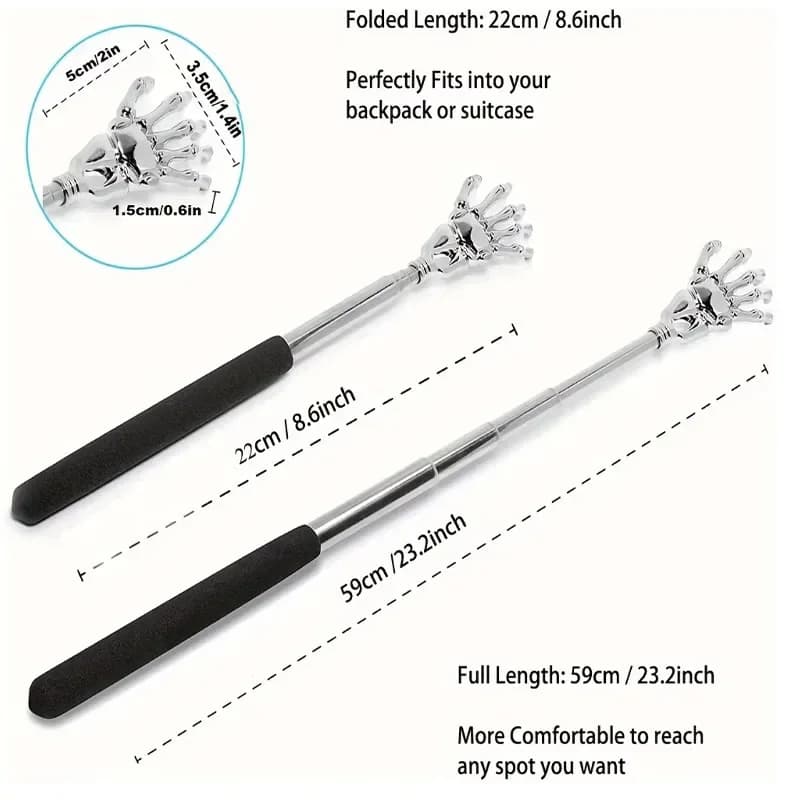 1pcs Compact Telescopic Back MassagerPortable Extendable Back Scratcher Stainless Steel Telescoping Back Scratcher for Both