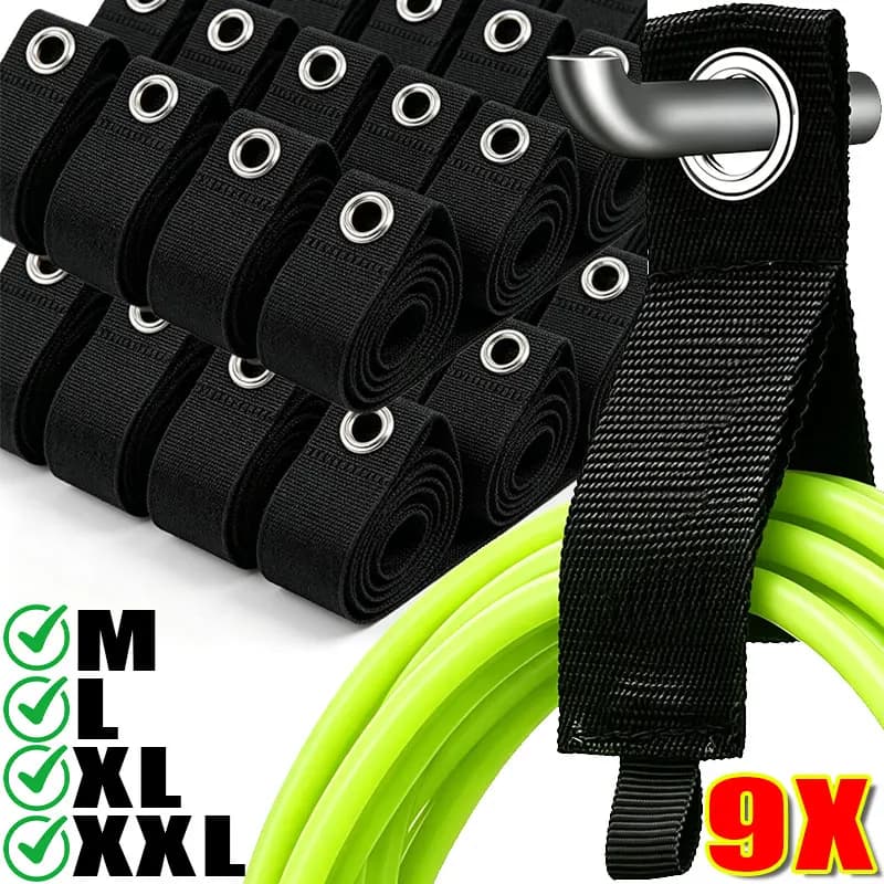 M/L/XL/XXL Reusable Heavy Duty Nylon Velcro Straps Capacity Metal Grommet Hang Straps Adjustable Wall Mount Ties Garage Storage