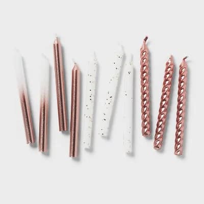 10 Count Rose Gold Assorted Birthday Candles