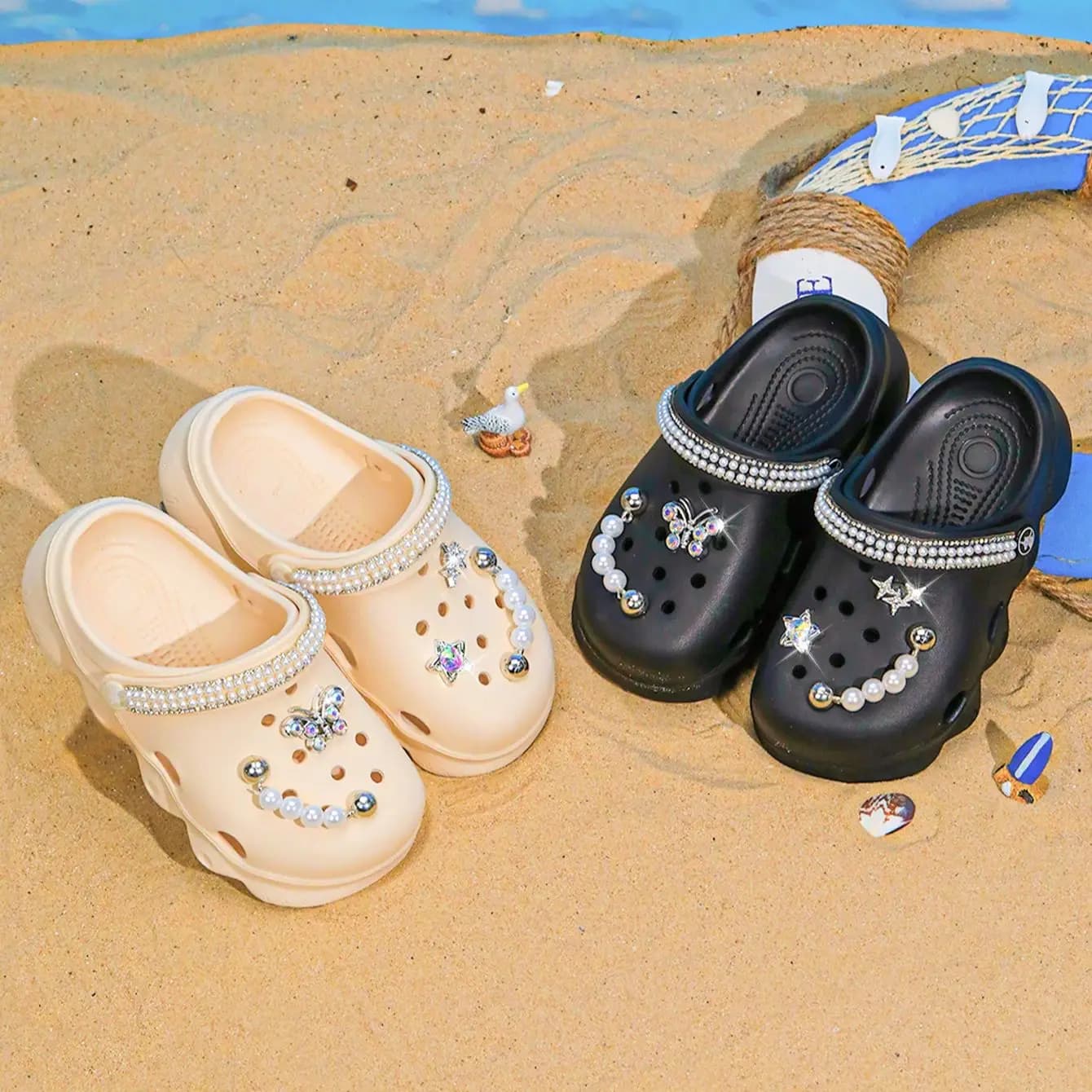 Scarpe da giardino One-Step, adatte a tutte le stagioni, scarpe versatili in EVA lucido con suola spessa e fori, ideali per la spiaggia 1214