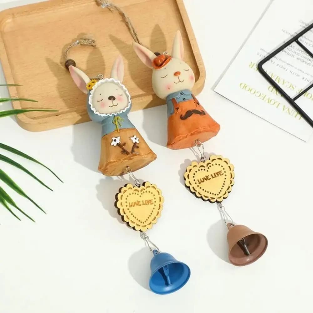 Fashion Resin Rabbit Wind Chimes Handmade Cartoon Rabbit Pendant Cute Cartoon Door Ornament Valentine's Day