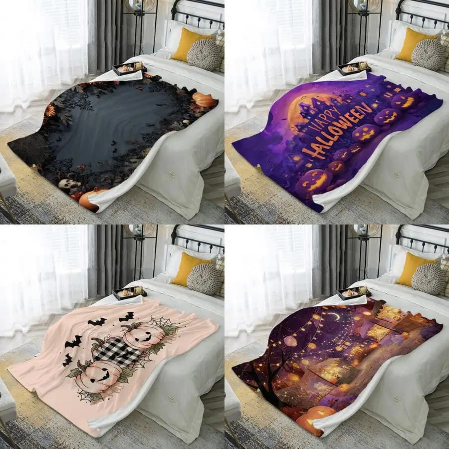 Coperta a tema Halloween Coperta in flanella in microfibra Coperta Camera da letto Soggiorno Divano Decorazione domestica morbida e confortevole