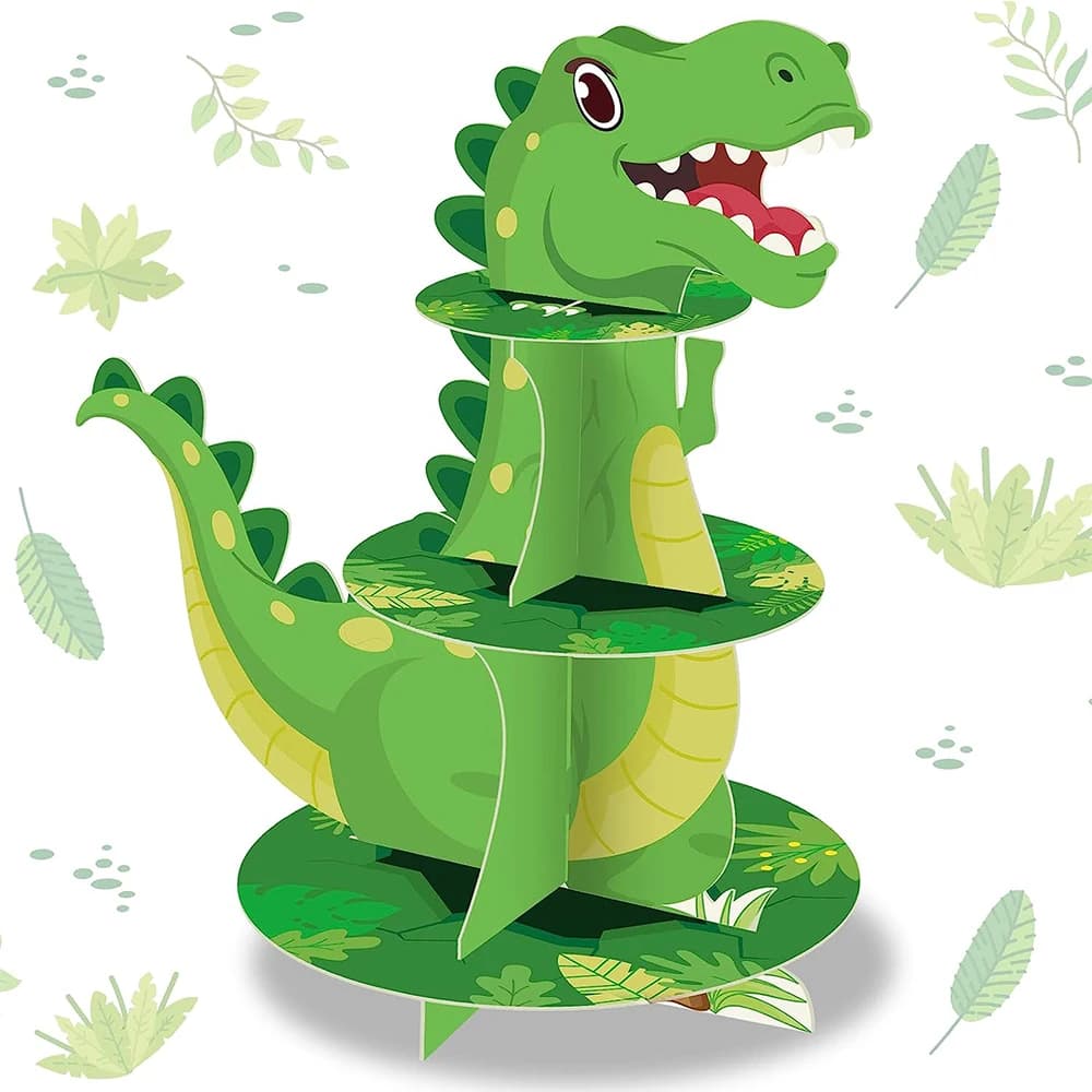 3 Layer Dinosaur Wall cupcake decoration for dinosaur themed parties Jurassic dessert tower party for children birthday begging
