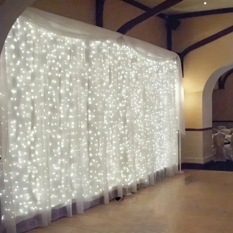 3/6M LED Tenda Ghirlanda Fata Luci della stringa Festa di Natale Decorazione di nozze Telecomando USB 8 modalità Illuminazione a cascata