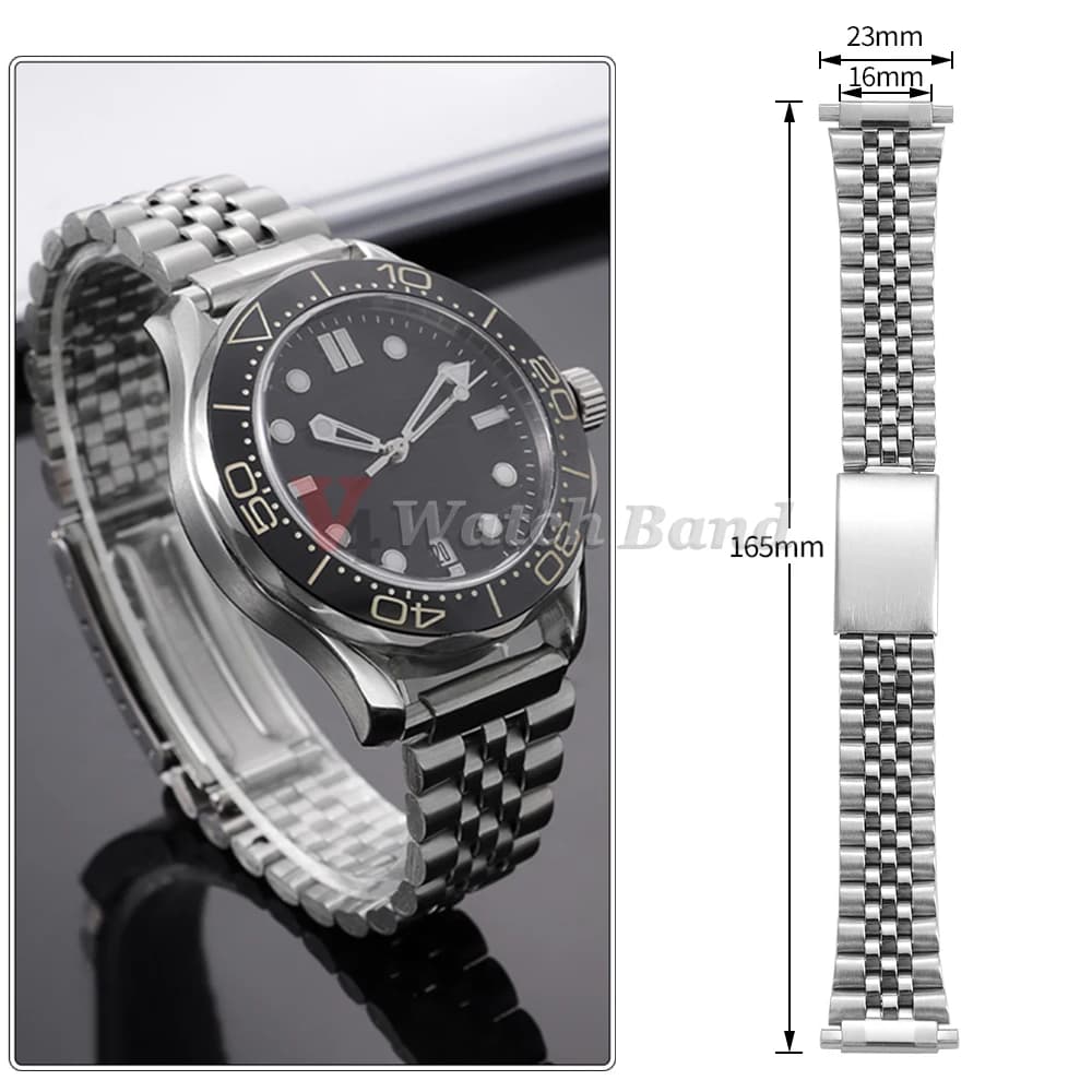 Elastic Connector 17/18/19/20/21/22/23mm Stainless Steel Watch Band Universal Watch Strap Bracelet Folding Buckle Loop Wristbelt