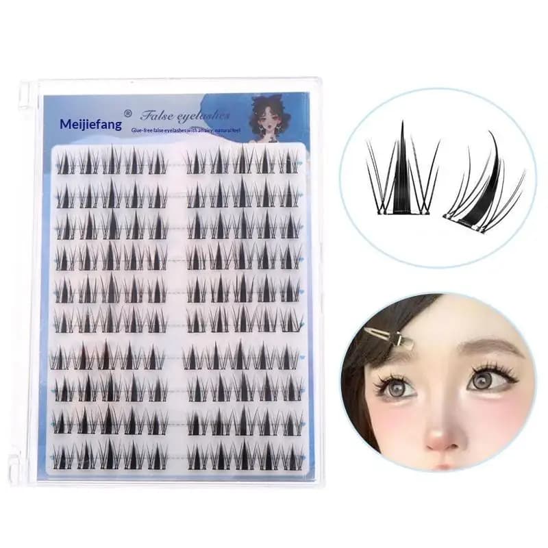 Ciglia Finte Autoadesive in Stile Manga a 10 File, Ciglia Sezionate Effetto Naturale, Senza Colla, Ideali per Kit Trucco da Viaggio