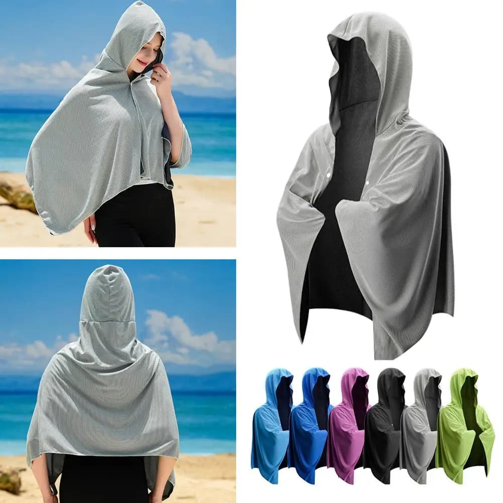 Coprispalle da spiaggia Ice Cool, asciugamano oversize super assorbente ad asciugatura rapida con cappuccio, 4 in 1 per i viaggi in piscina sulla spiaggia