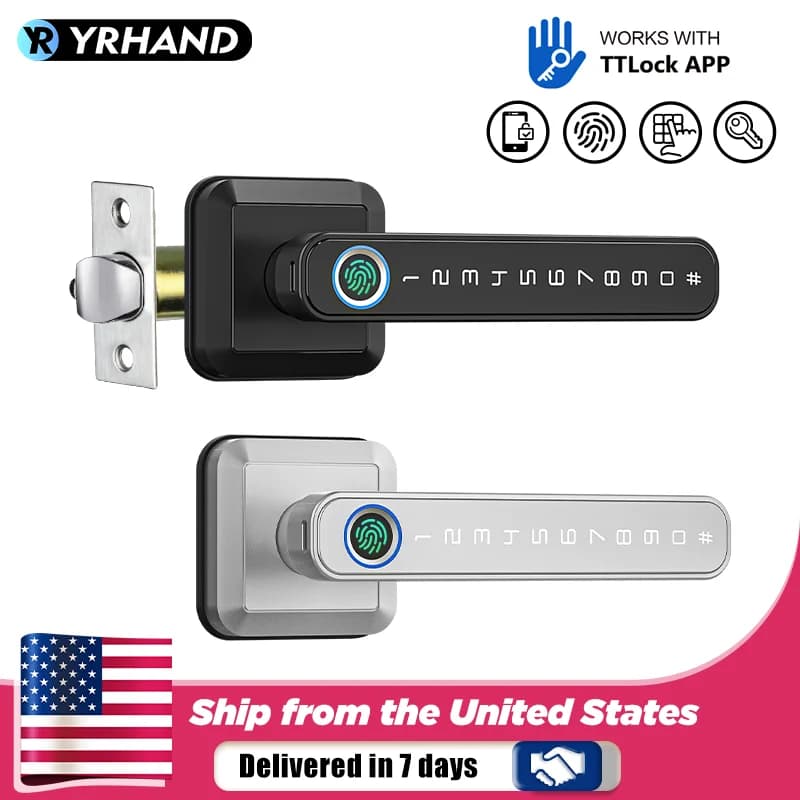 Ingresso Auto Lock ttlock App telecomando Smart Lock Latch Fingerprint Passcode Home serratura in legno maniglia per ufficio casa