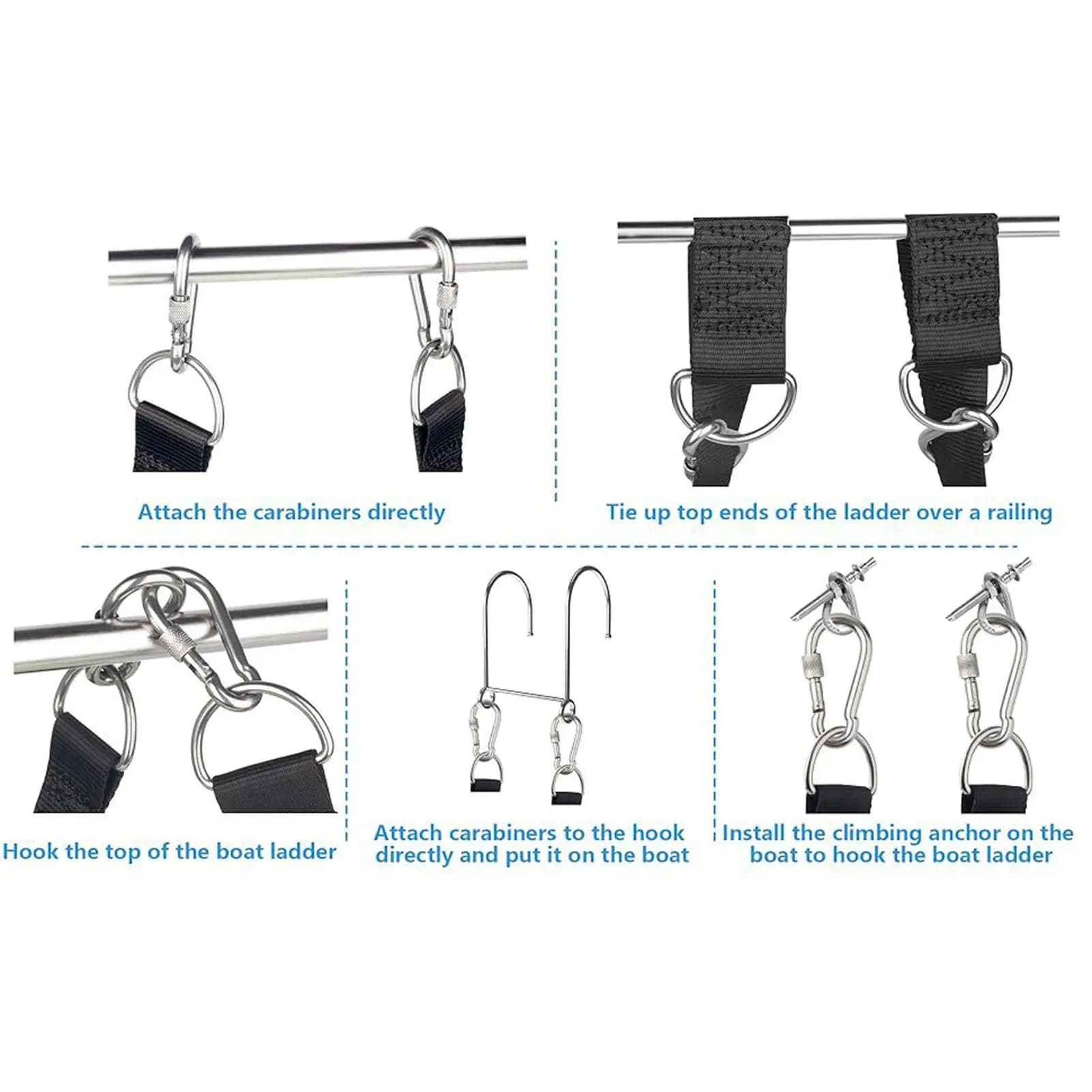 Paddle Board Ladder 5 Step Foldable Docking Rope Stair with reinforced steps for inflatable boats Marine Yacht Kayak