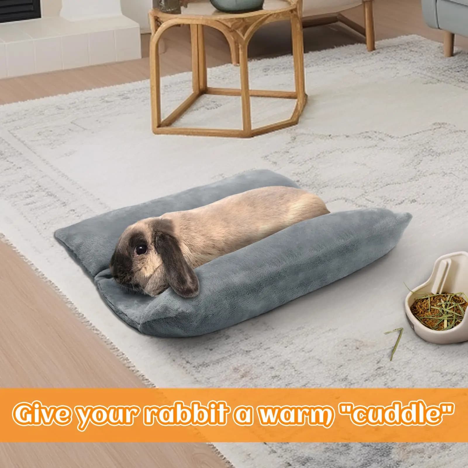 Letto per conigli addensato morbido coniglietto letto concavo cuscino coccole tappetino in peluche con cuscini per lettino in cotone tappetino per animali domestici per dormire