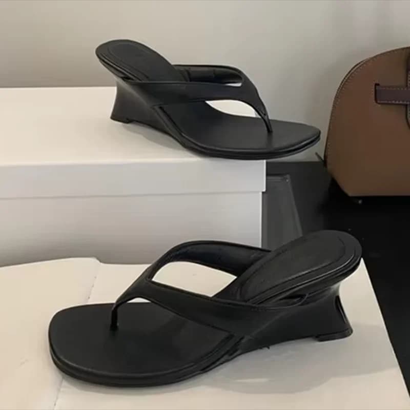 Aneikeh NUOVO Sandali Estivi con Zeppa alla Moda da Donna, Ciabatte con Punta Quadrata, Infradito da Festa, Scarpe Femminili, Zapatos Mujer