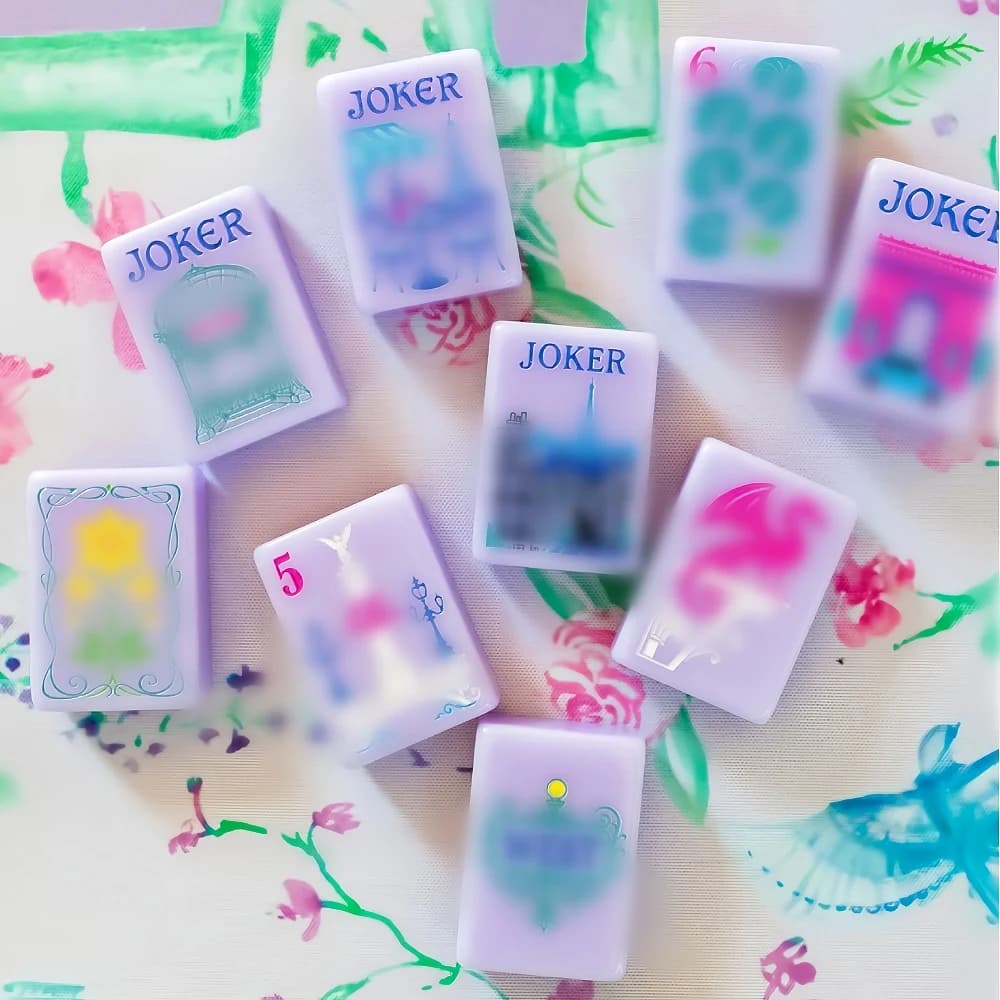 Hot Selling Luxury Engraved American Mahjong Tiles Acrylic Premium Purple Paris Mah jong Set 160 Piece Set for Family Party Game