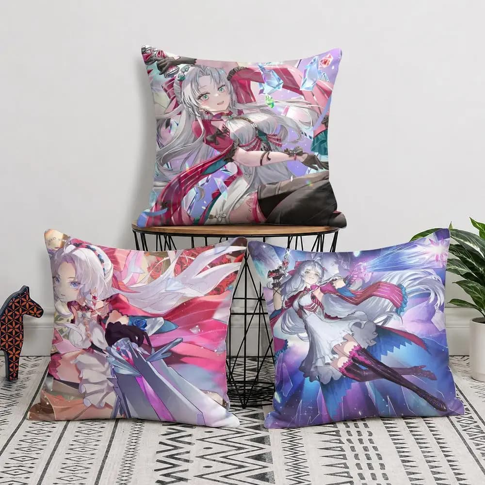 Carlotta Wuthering Waves Cushion Cover Short Plush Soft Double-Sided Printing Pillow Case Cozy Sofa Bedroom Home Decor Gift