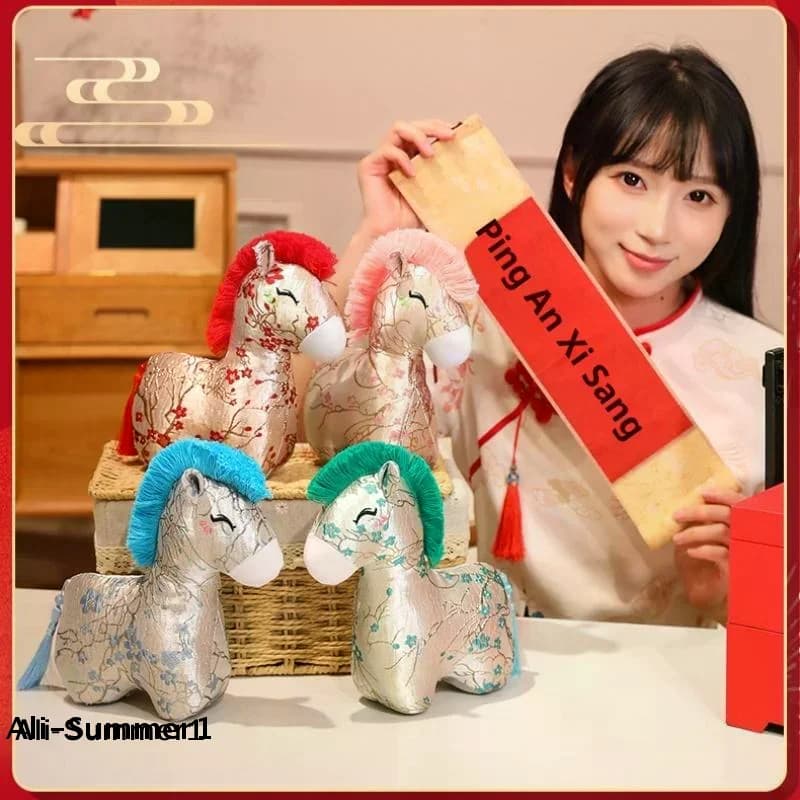 1 Pezzo Portachiavi Peluche Cavallo Zodiacale, Simpatico Pony Cartone Animato, Bambola Imbottita, Decorazione da Appendere alla Borsa, Portachiavi Auto, Regali di Capodanno