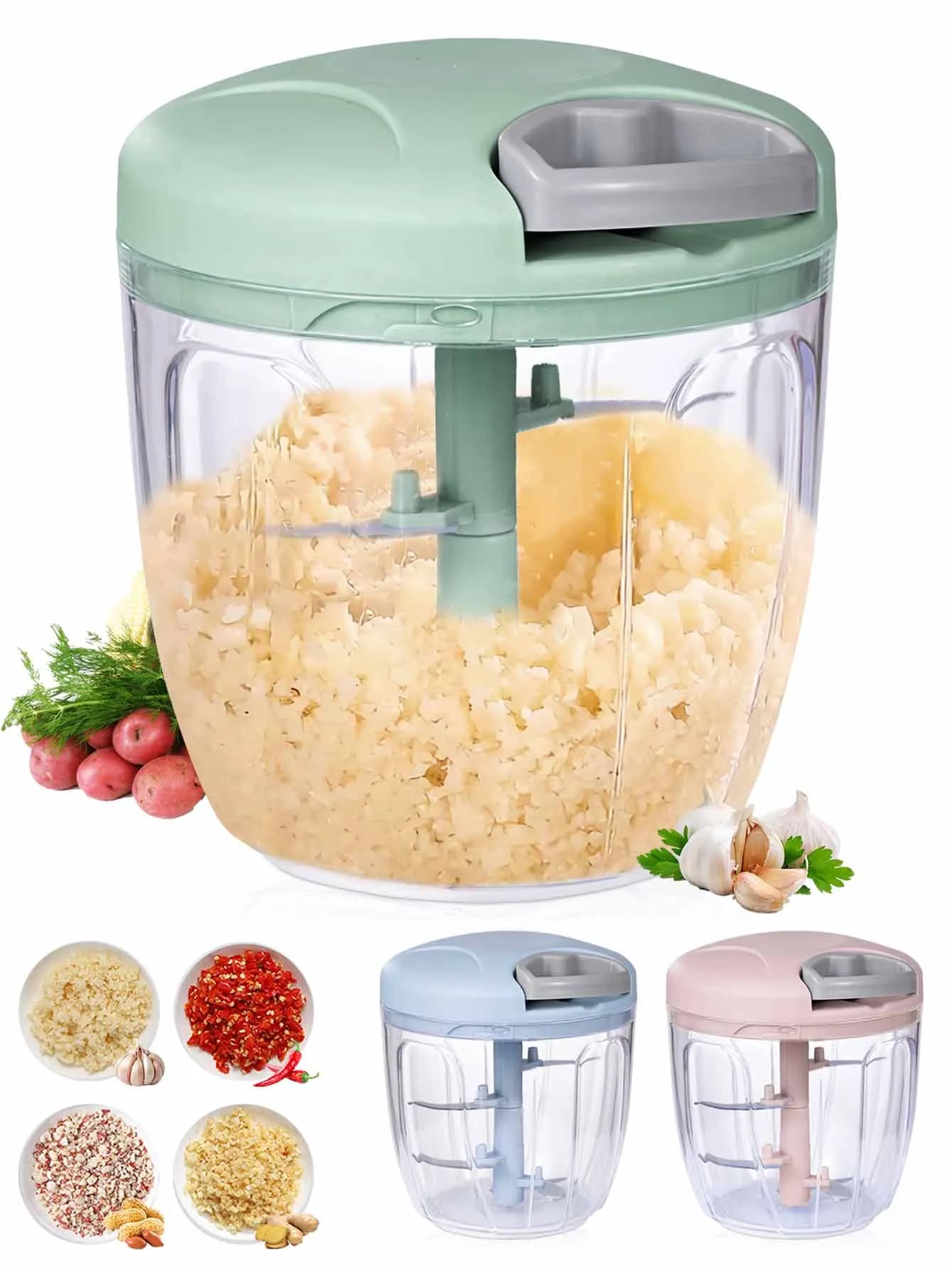 500/900ML Aglio Chopper Rotare Manuale Tagliaverdure Chopper Affettatrice Frutta Aglio Frantoio Gadget Da Cucina Frullatori Tritacarne
