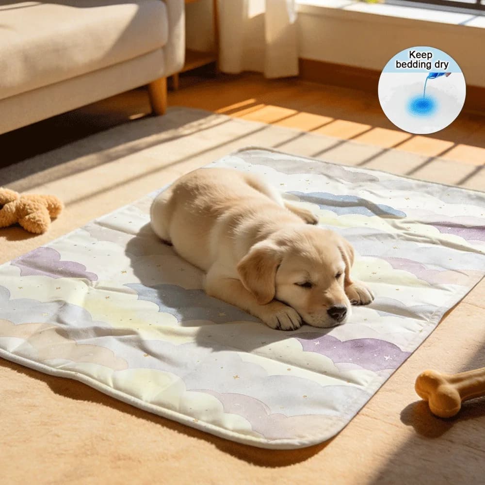 Starlight falls gently from the clouds Machine Washable Reusable Dog Training Mats Reinforced for Longevity