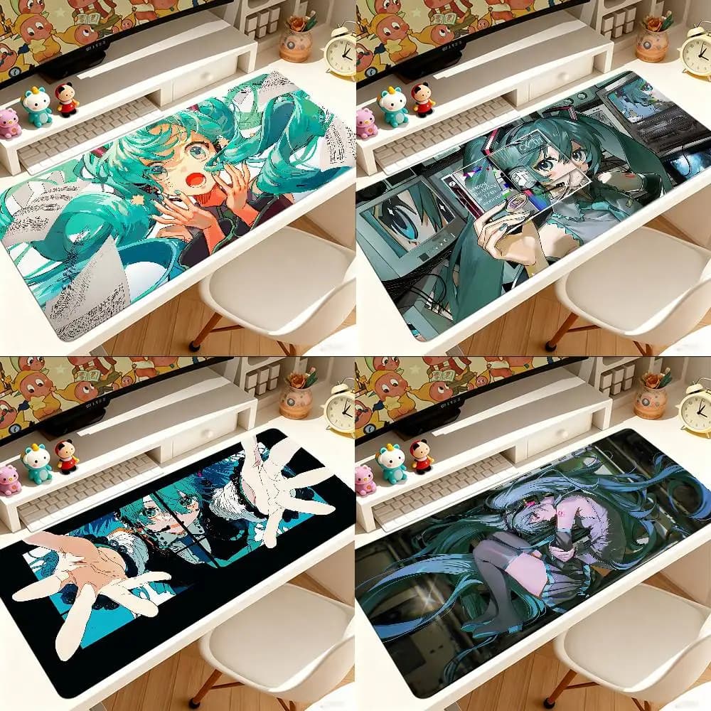 Cute Mikus Mouse Pad Computer Mat Deskpad Laptop Keyboard Mat Office Large Landscape Mousepad