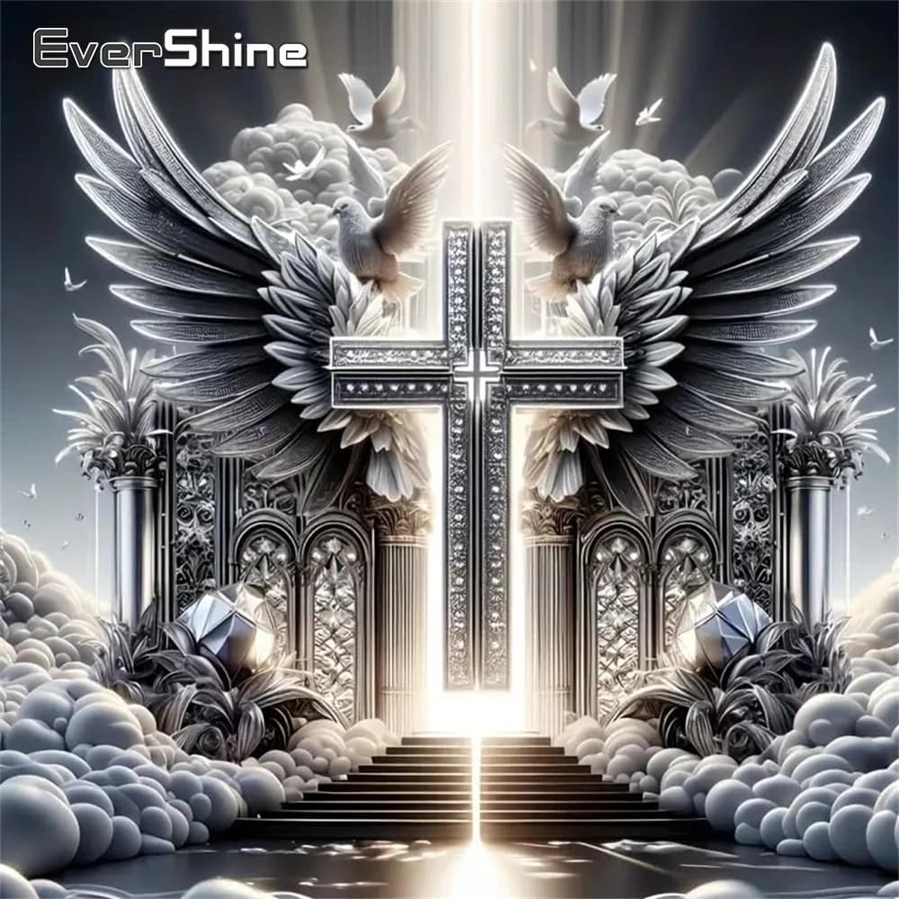 Evershine Diamond Painting Cross DIY Acrylic Craft Supplies Wing Diamond Mosaic Religion New Arrival Landscape Handmade Hobby