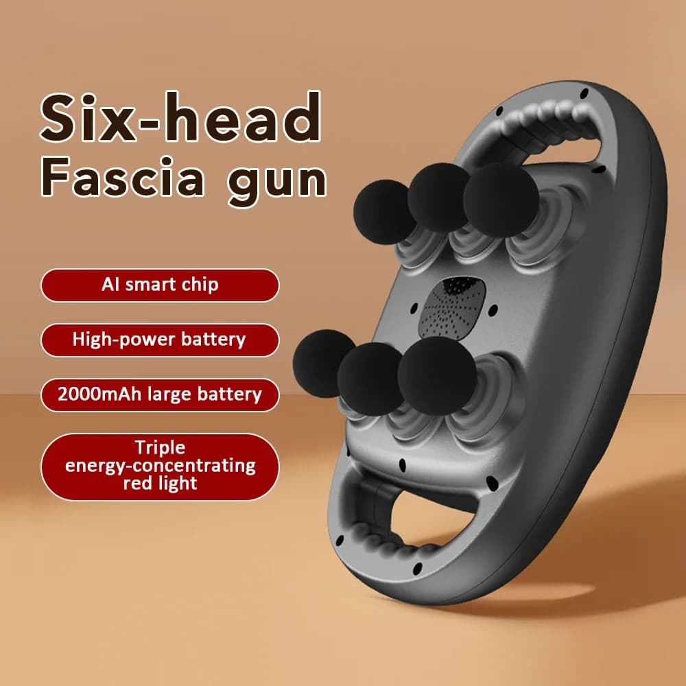 Electric Fascia Gun 6 Heads Massage Gun High Frequency Vibration Muscle Relax Body Massager Deep Tissue Back Leg Neck Massage
