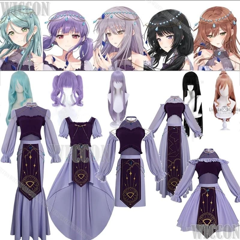 Roselia Anime BanG Sogno Cosplay Imai Lisa Minato Yukina Udagawa Ako Hikawa Sayo Shirokane Rinko Lolita Vestito Parrucca Halloween Cos