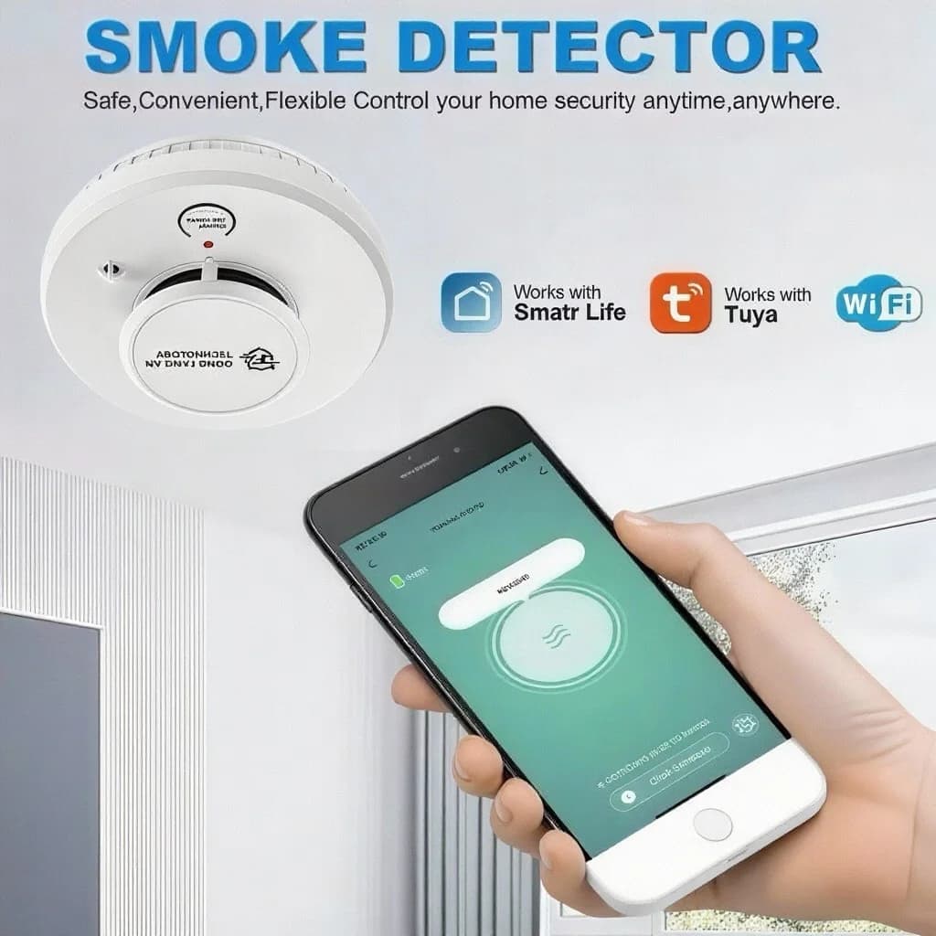 Rilevatore di fumo DFA Wifi Rilevatore di fumo 2 in1 e rilevatore di calore Rilevatore di fumo Tuy Wifi Allarmi antincendio Rilevatore di fumo