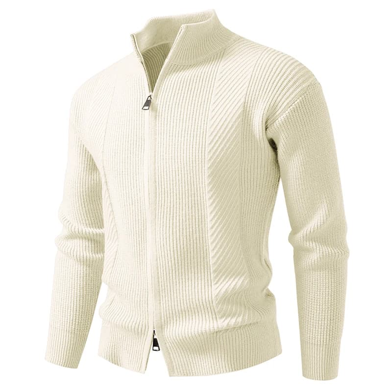 2025 Autunno Inverno Maglia da uomo Sweatercoat Moda Colletto alla coreana Cerniera Smart Casual Cardigan lavorato a maglia da uomo Slim Giacca maglione caldo