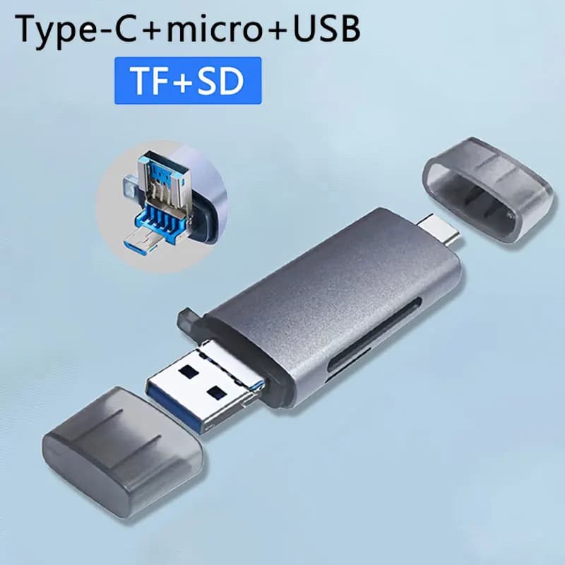 5 in 1 Card Reader USB&USB C to SD MicroSD TF for PC Laptop Accessories Smart Memory Cardreader SD Card Adapter