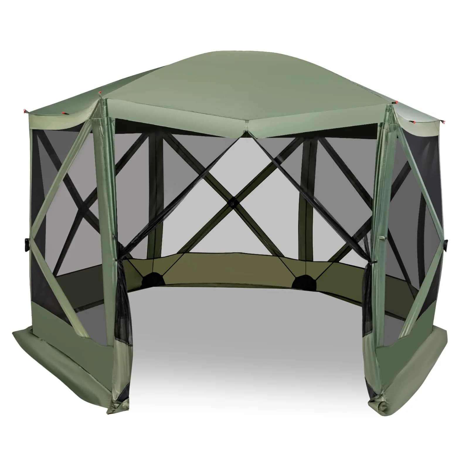 COSTWAY Tent Pop-up 3.5 x 3.5 m, Camping Gazebo 6 Sides with Mount Istantaneo, Transport Bag, Mosquito net, Solar Reject for Exterior and Garden Camping