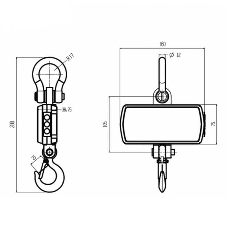 Bilancia Digitale Industriale Elettronica LCD da 500kg/1000lb per Bagagli, Gru e Carichi Pesanti - Bilancia Intelligente a Sospensione