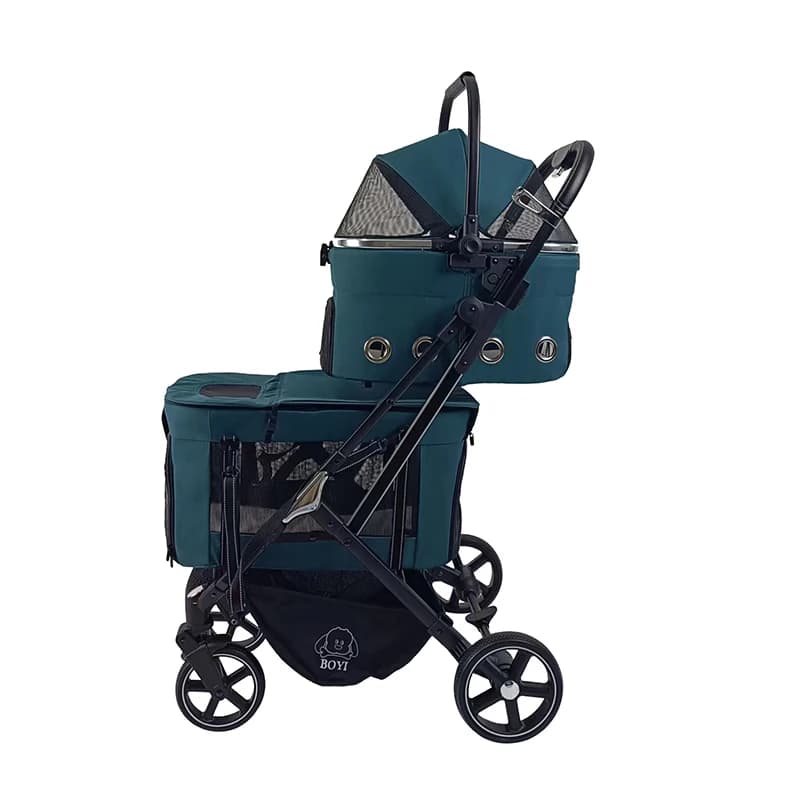 Passeggino per cani pieghevole in alluminio a doppio strato alla moda, rimovibile, lavabile, con copertura trasparente Oxford, comoda e impermeabile per