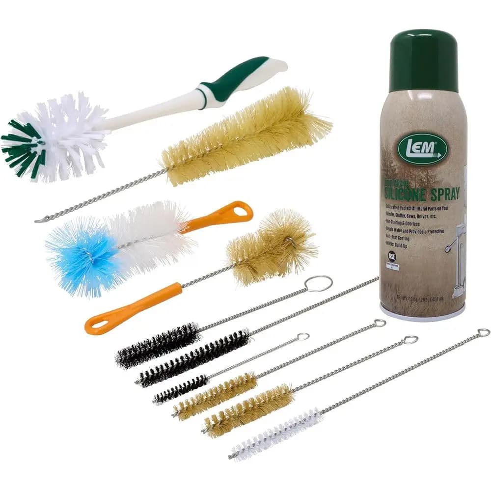 Grinder Cleaning Kit, Includes Brushes and High-Grade Silicone Spray, 10 Brushes and 10 Oz. Can Silicone Spray
