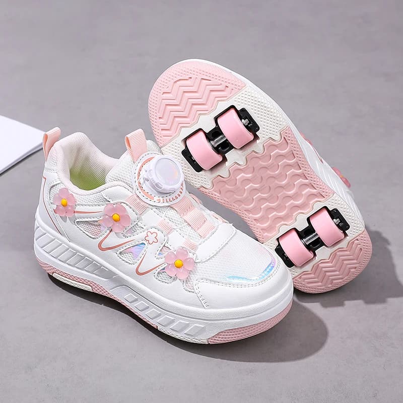 New Removable Pulley Skate Skating Roller Skate Shoes For Boys Girls Upgraded Speed Sneakers With 4-Wheels For Kids Racing Skat