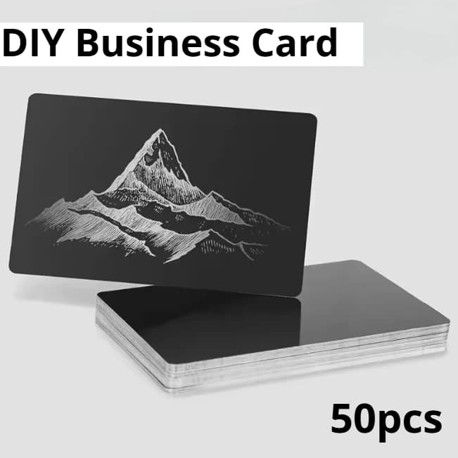 50pcs Laser Engraving Blanks Aluminum Sheet Laser Engraving Business Card Multipurpose DIY Gift Cards 86 x 54 x 0.21 mm