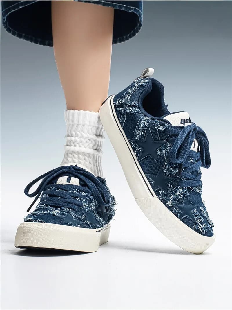 Men's Canvas Shoes Summer 2026 New Star Pattern Breathable Casual Versatile Thick Bottom Student Sneakers Low Cut Rubber Sole