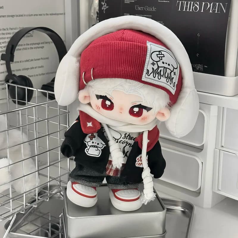 Solo vestiti 20 cm vestiti per le bambole Cool Guy cappello rosso gilet con cappuccio giacca auricolare soprabito vestito peluche ripiene bambola giocattoli regali
