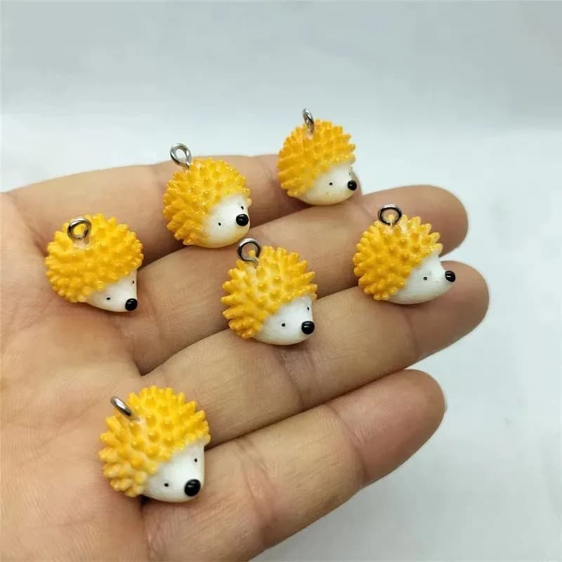 10Pcs Cartoon Hedgehog Resin Charms Cute Animal Pendants For DIY Earrings Bracelets Necklaces Jewelry Craft Supplies