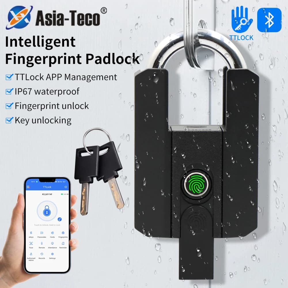 IP67 TTLock Smart Lucchetto Bluetooth APP Blocco impronte digitali Borsa senza chiave Blocco pad G2 Gateway Aleax Google Home Serratura elettronica