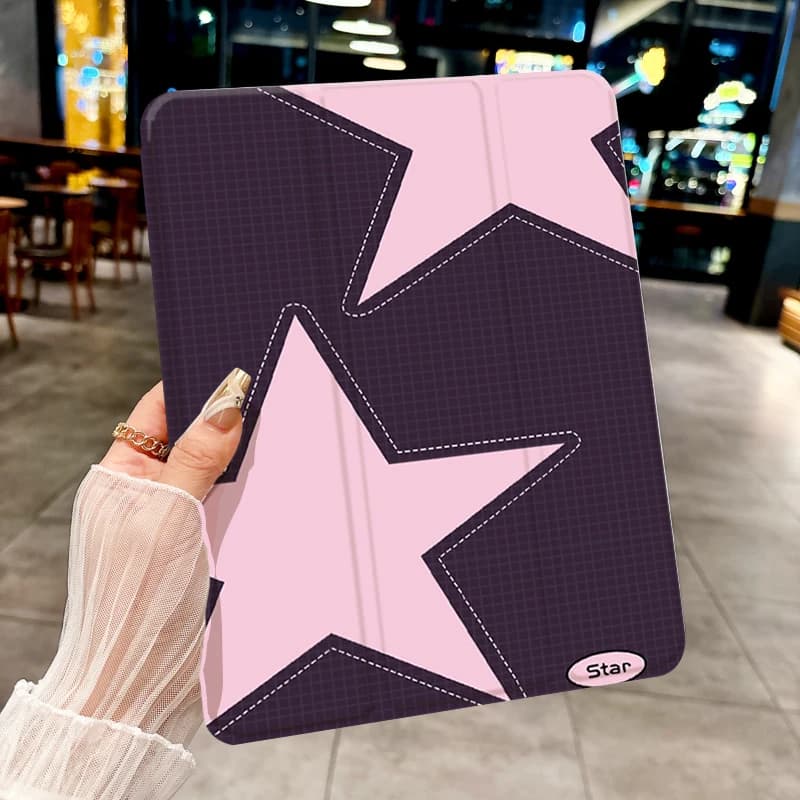 Custodia per tablet tri-fold con motivo a stella viola semplice per iPad pro 10/11/2020/6th/7th /8th /Air 3rd/Air 4th/9th gen/Air 5th Gen 2022/A