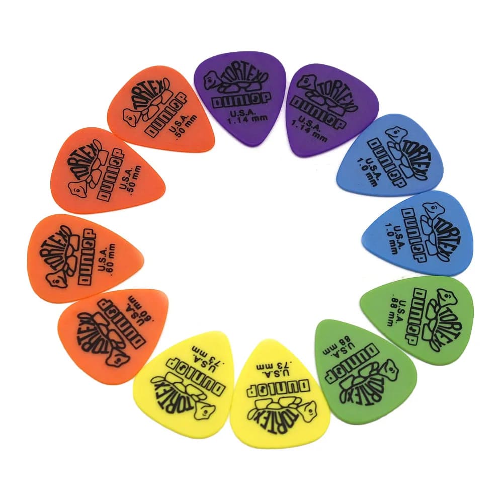 12 pz Plettri per Chitarra Plettro per Chitarra Elettrica Plettro Accessori Spessore 0.5mm,0.6mm,0.73mm,0.88mm,1.0mm,1.14mm
